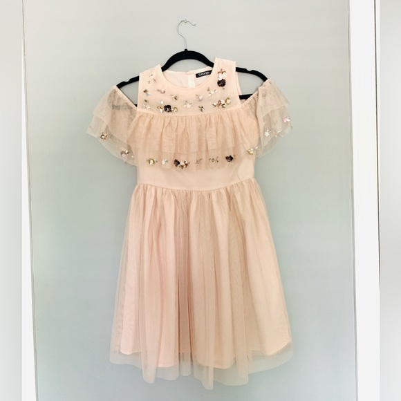 Flowy Blush Pink Tulle Dress - Picture 1 of 5